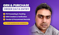 process purchase orders, grn and procurement data entry