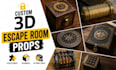 custom 3d escape room props, puzzle props, mystery game props