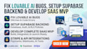 fix lovable ai bugs, setup supabase backend, and develop saas mvp