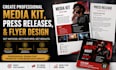 do media kit, press releases, flyer design, artist epk, dj epk, author press kit