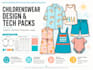 create childrenswear tech packs and technical drawings