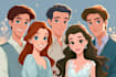 create romantic disney style couple illustration