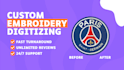 digitize left chest and jacket back logo embroidery files