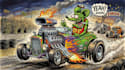 create illustration cartoon car rat fink style