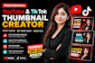 design catchy youtube thumbnails and tiktok video covers