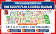 create fire evacuation plan, fire escape plan, and egress diagram