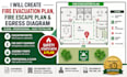 create fire evacuation plan, fire escape plan, and egress diagram
