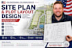 create a professional site plan and plot layout design