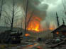 create a detailed post apocalyptic scene for games