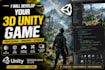 create a 3d unity game with gameplay, mechanics and level