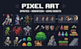 create pixel art animation spritesheet pixel art character background game asset