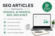 write SEO articles optimized for google, ai search, aeo, GEO and nlp