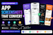 design high converting app screenshot for apple store and google play store