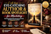 design an eye catching author and book spotlight for marketing