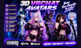create custom vrchat avatar, furry vrc model, 3d character and vtuber