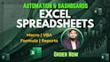 design custom excel spreadsheet, automation, and dashboard