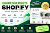 migrate or transfer your website store to shopify