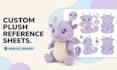 draw custom plush toy reference sheet and sewing pattern tech pack