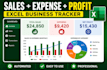 create an automated excel sales, expense and profit tracker