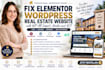fix elementor wordpress real estate website with wp all import, amelia and acf