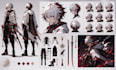 create anime character design, character sheet and expression sheet
