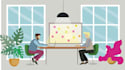 create a flat vector illustration with people