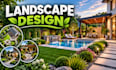 create 3d landscape design, backyard, garden, front yard, patio pool rendering