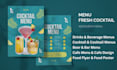design drinks cocktail beer juice iced coffee latte matcha smoothie flyer menu