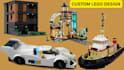 design custom lego moc display set, lego technic cars, house