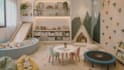 design a beautiful kids room, nursery, playroom with 3d rendering