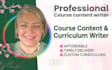 write course content, online course curriculum and full course design