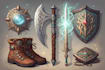 draw custom fantasy dnd weapons art and props