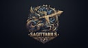 design a powerful and mystical sagittarius logo