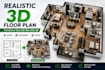 create a realistic 3d floor plan and architectural house visualization