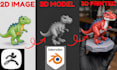 turn 2d image, sketch into 3d printable model image to stl file for 3d printing