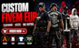 create custom fivem eup, fivem clothing, clothes, vests, mc kuttes and outfits