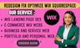 redesign fix optimize wix squaresepace webflow website wix seo landing page