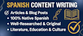 write engaging articles, blog posts, and content in spanish