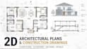 draft detailed 2d architectural plan and construction drawings