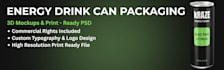 design energy drink packaging and 3d can mockup