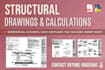provide structural drawing and calculation for footing, column, beam and slab