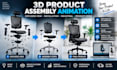 create 3d product assembly animation, exploded view and installation 2d video ad
