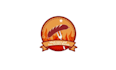 design classic texan sunset meat sauce logo
