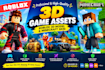 do 3d game assets, roblox 3d model, minecraft skin for you