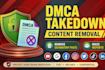 remove delete takedown harassing defaming copyright leaked content under dmca
