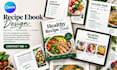 do canva recipe ebook design, cookbook layout and meal plan pdf, kdp publishing