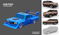 create 3d low poly vehicles and game assets