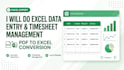 do excel data entry, pdf to excel, and timesheet in excel
