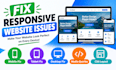 fix HTML CSS bugs, responsive layout, frontend website issues and javascript bug