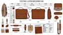 create leather bag design, wallet, laptop bag and messenger bag tech pack design